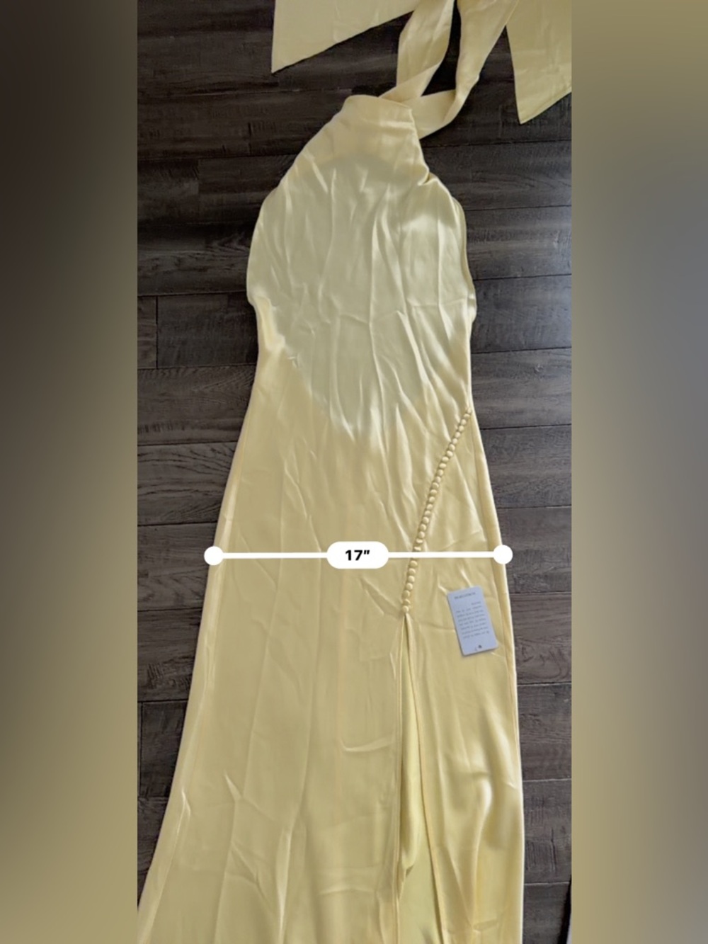 SAU LEE Penelope High-Neck Open-Back Satin Maxi Dress Yellow Halter Sz 6 595$ - Picture 15 of 16